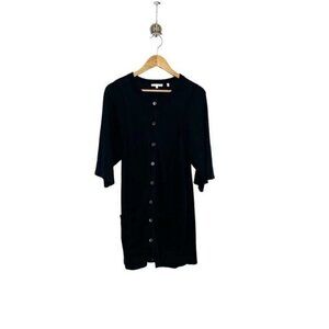 Vince Women's Wide Short Sleeve Cotton Cashmere Long Cardigan Navy Blue Large